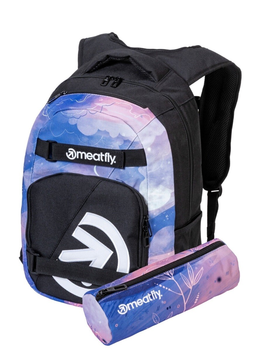 Batoh meatfly exile + penál zdarma černá/modrá/růžová 24 l