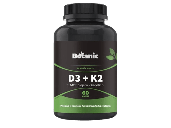 BOTANIC Vitamín D3 + K2 - s MCT olejem 60 kapslí