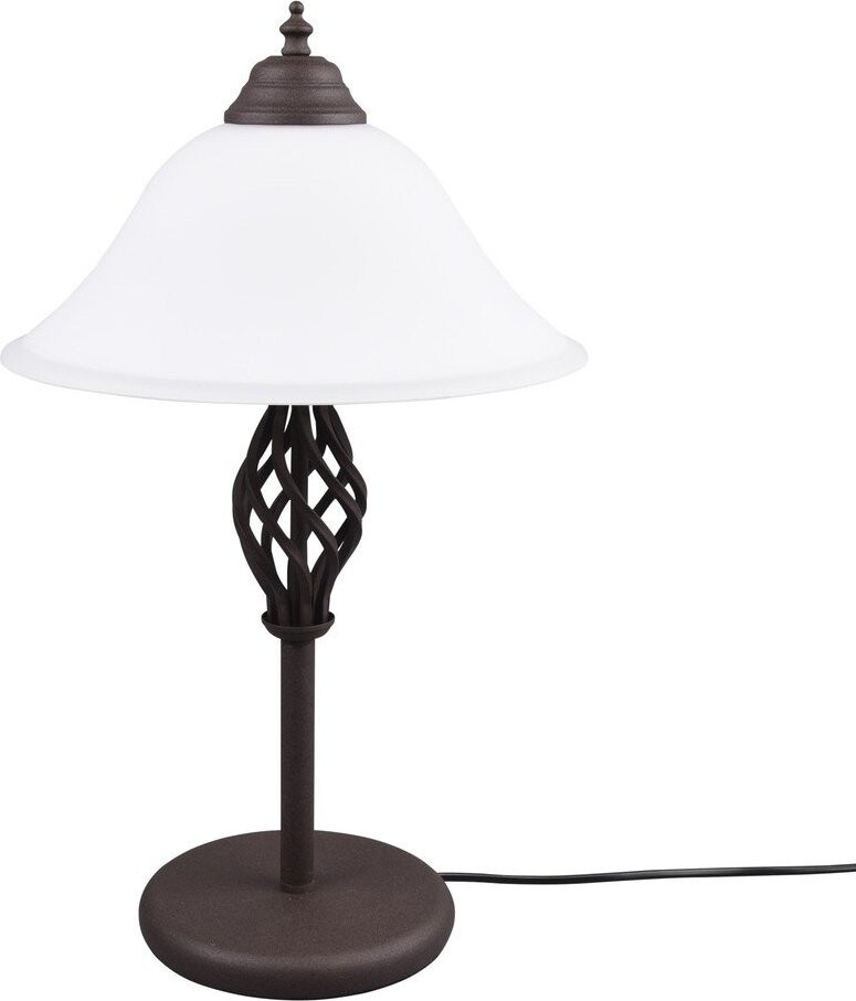 Tmavě hnědá stolní lampa se skleněným stínidlem (výška 50 cm) Rustica – Trio