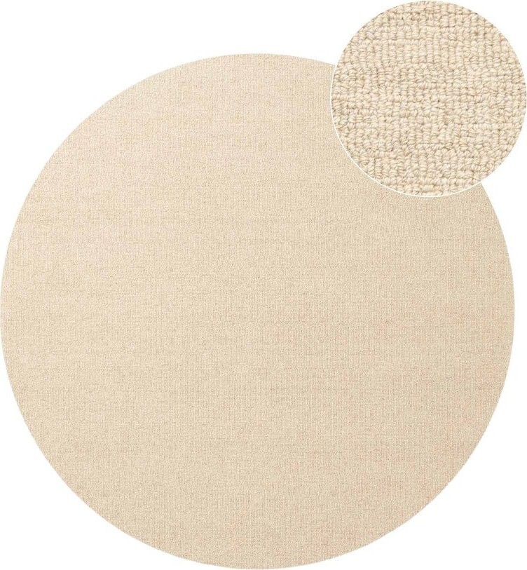Béžový ručně tkaný vlněný kulatý koberec ø 160 cm Puristic Knots – Elle Decoration