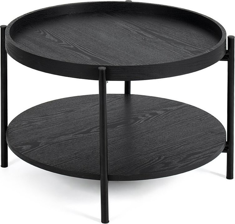 Černý kulatý konferenční stolek v dekoru dubu ø 64 cm Hagen – Bonami Essentials