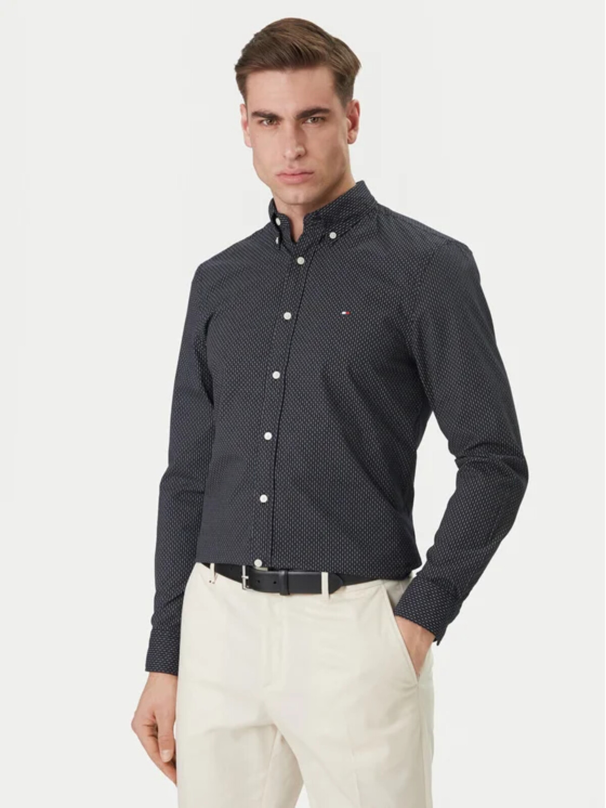 Tommy Hilfiger pánská tmavě modrá košile MW0MW424600GY S