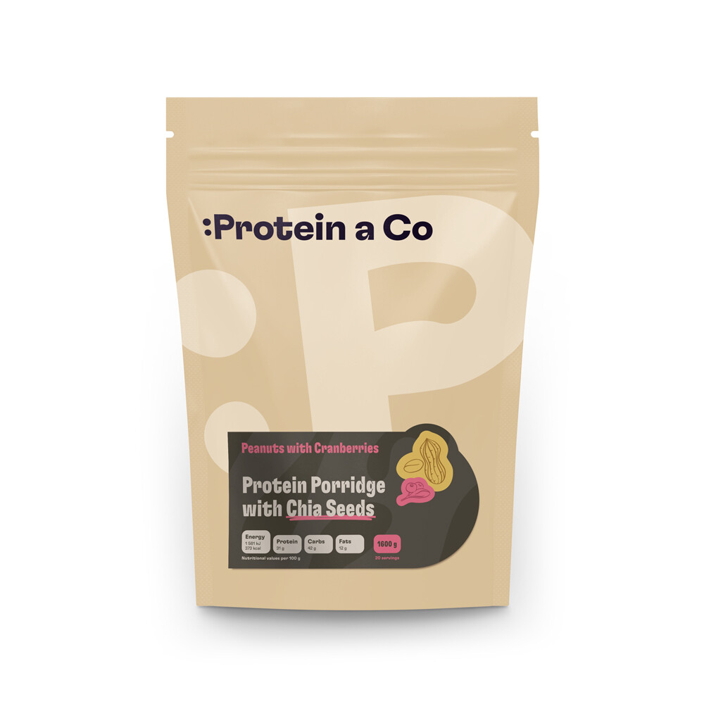 Protein a Co Proteinová kaše s chia - Arašídy s brusinkami 1 600 g