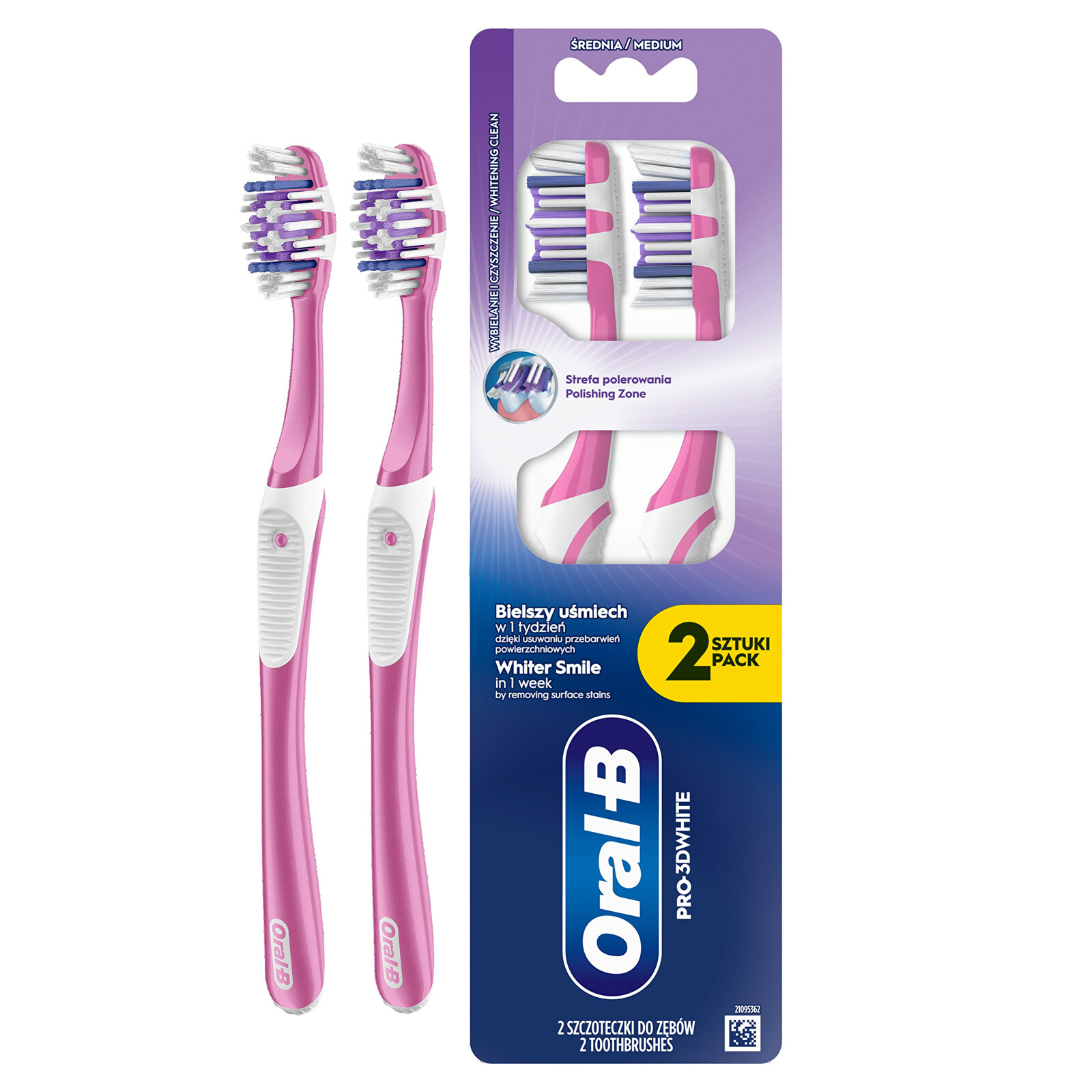 Oral B Zubní kartáček Pro-3D White Whitening Clean Medium 2 ks