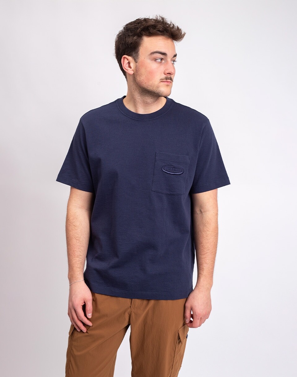 Patagonia M's MW '95 Oval Logo Pocket Tee New Navy S