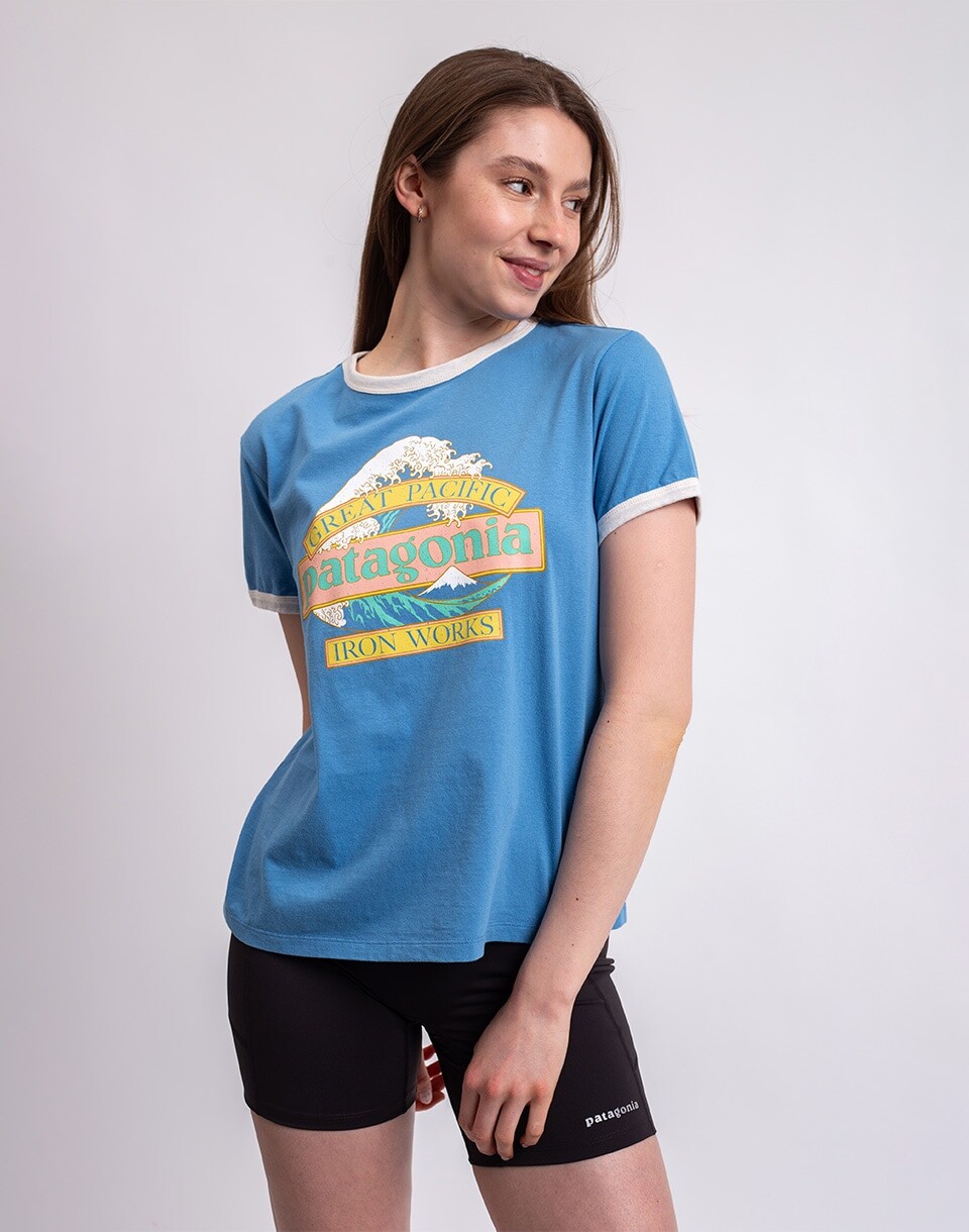 Patagonia W's Great Waves Ringer Tee Shore Blue XS