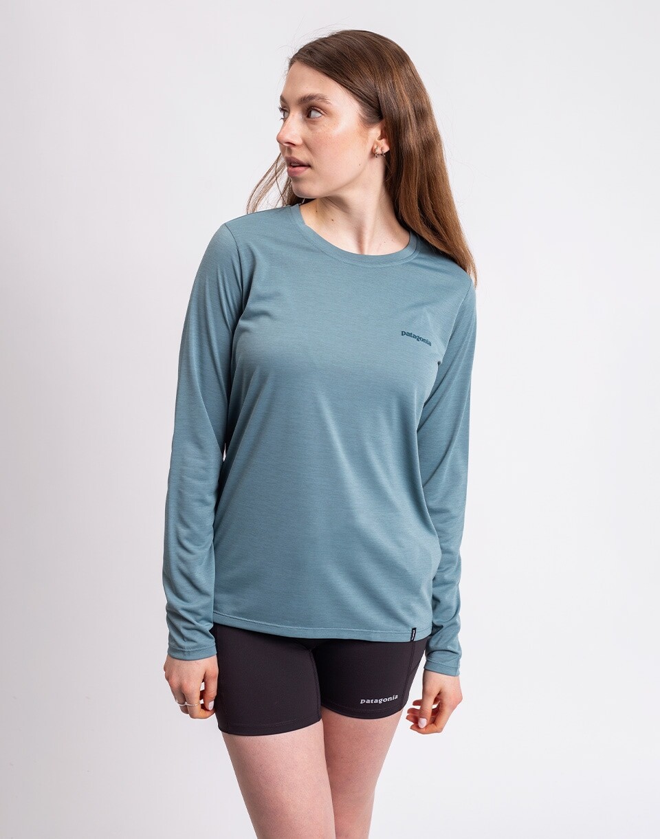 Patagonia W's L/S Capilene® Cool Daily Shirt - Boardshort Logo Blue Sage - Light Blue Sage X-Dye XS