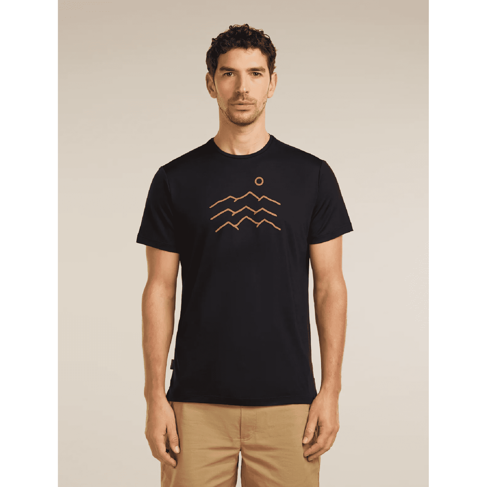 Pánské funkční triko Icebreaker Merino Blend 125 Cool-Lite™ Sphere SS Tee Across the Peaks Velikost: M / Barva: černá