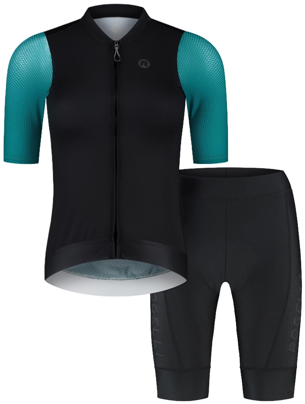 Dámské cyklistické oblečení Rogelli FAST ESSENTIAL III, černo-tyrkysové