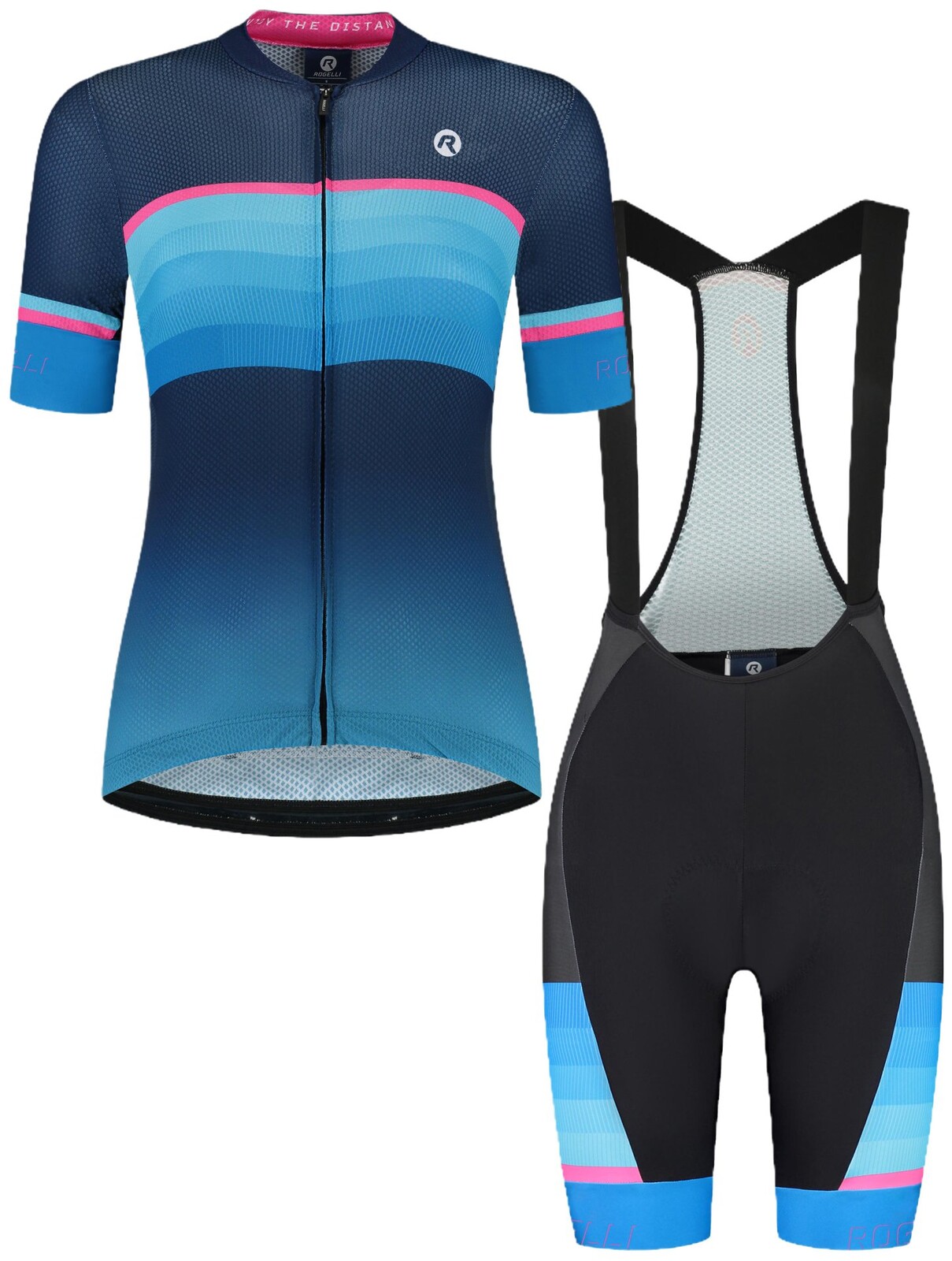 Dámská cyklistická sada oblečení Rogelli IMPRESS II, modro-růžová