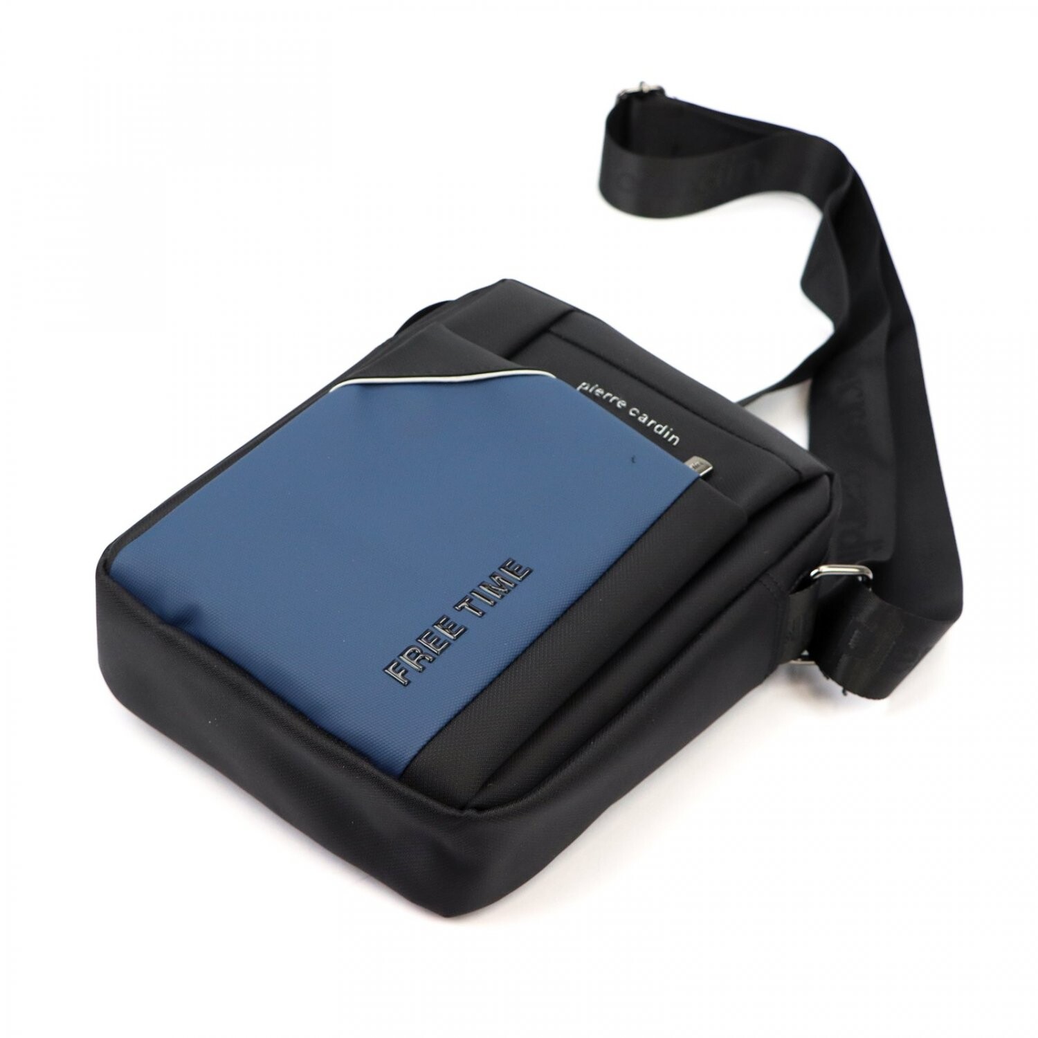 Stylová pánská textilní crossbody taška Pierre Cardin Nazar, černo-modrá