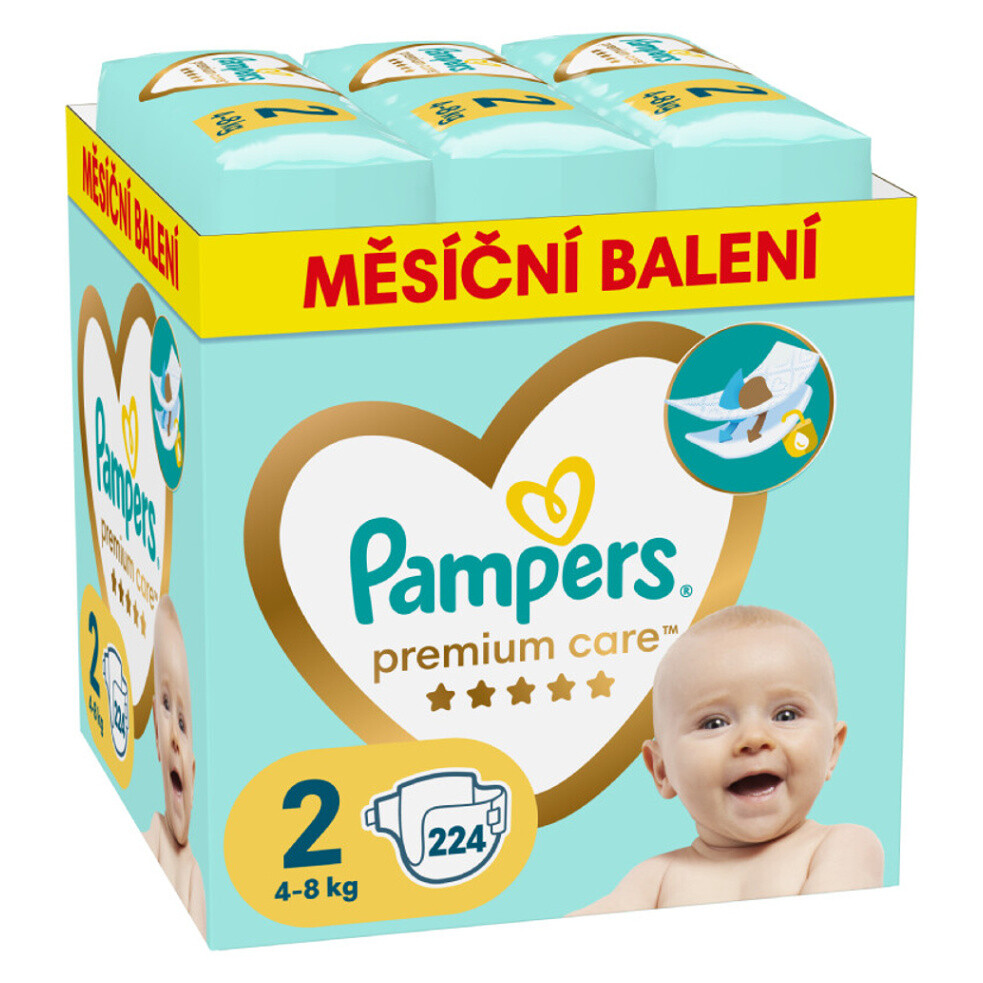 PAMPERS Premium Care monthly velikost 2 plenky 4-8kg 224 ks, nekompletní
