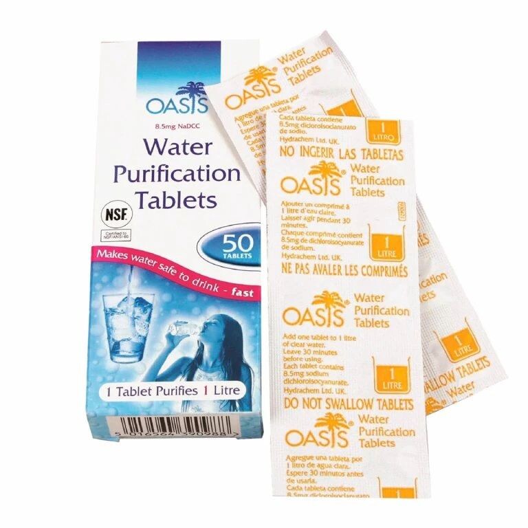 YATE Tablety pro čištění vody OASIS (8,5mg NaDCC), 50 tablet 5016564390988
