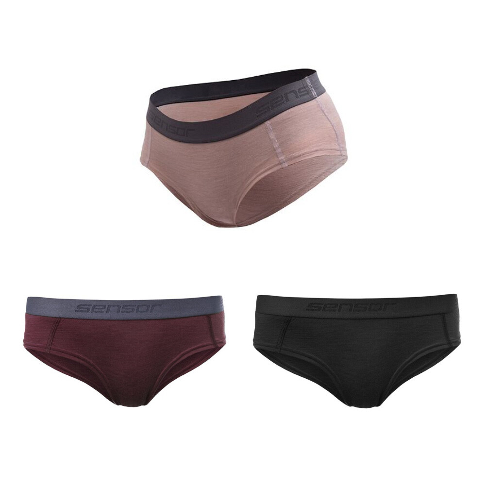 SENSOR MERINO AIR 3-PACK dámské kalhotky černá/dusty pink/port red S Velikost: S