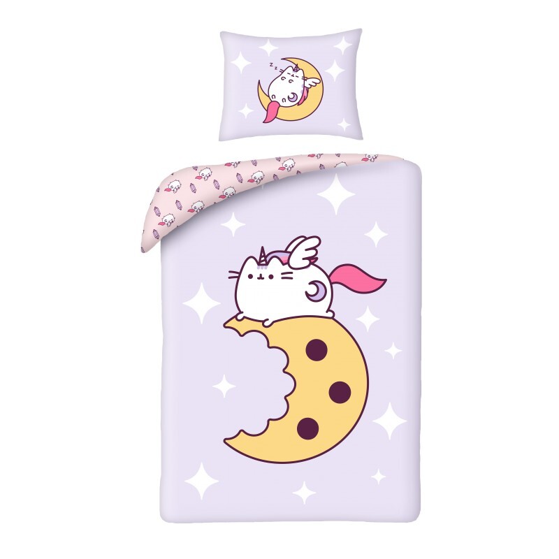 Halantex Povlečení z mikrovlákna 140x200 + 70x90 cm - Pusheen na měsíčku