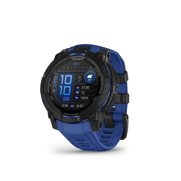Garmin Instinct® 3 – 45 mm, AMOLED Black s řemínkem Bolt Blue / Black 010-02936-03
