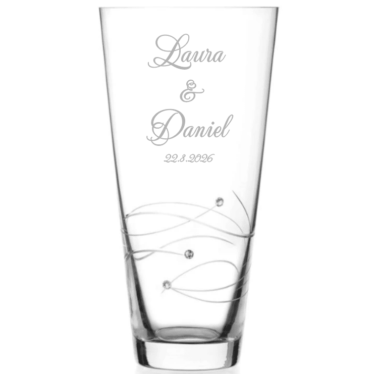 Dekorant Svatební křišťálová váza Spiral se Swarovski krystaly 25 cm
