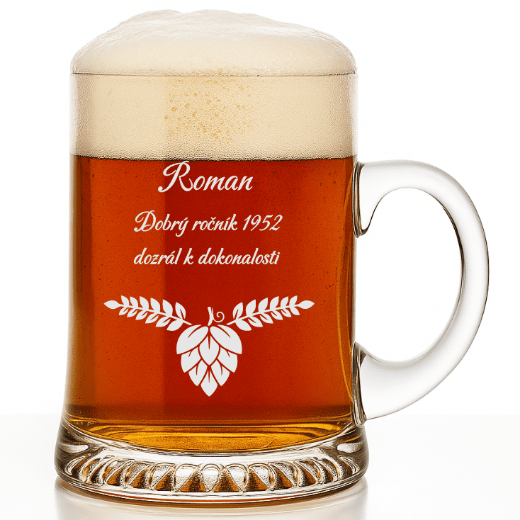 Dekorant Ručně foukaný půllitr k narozeninám 500 ml 1KS