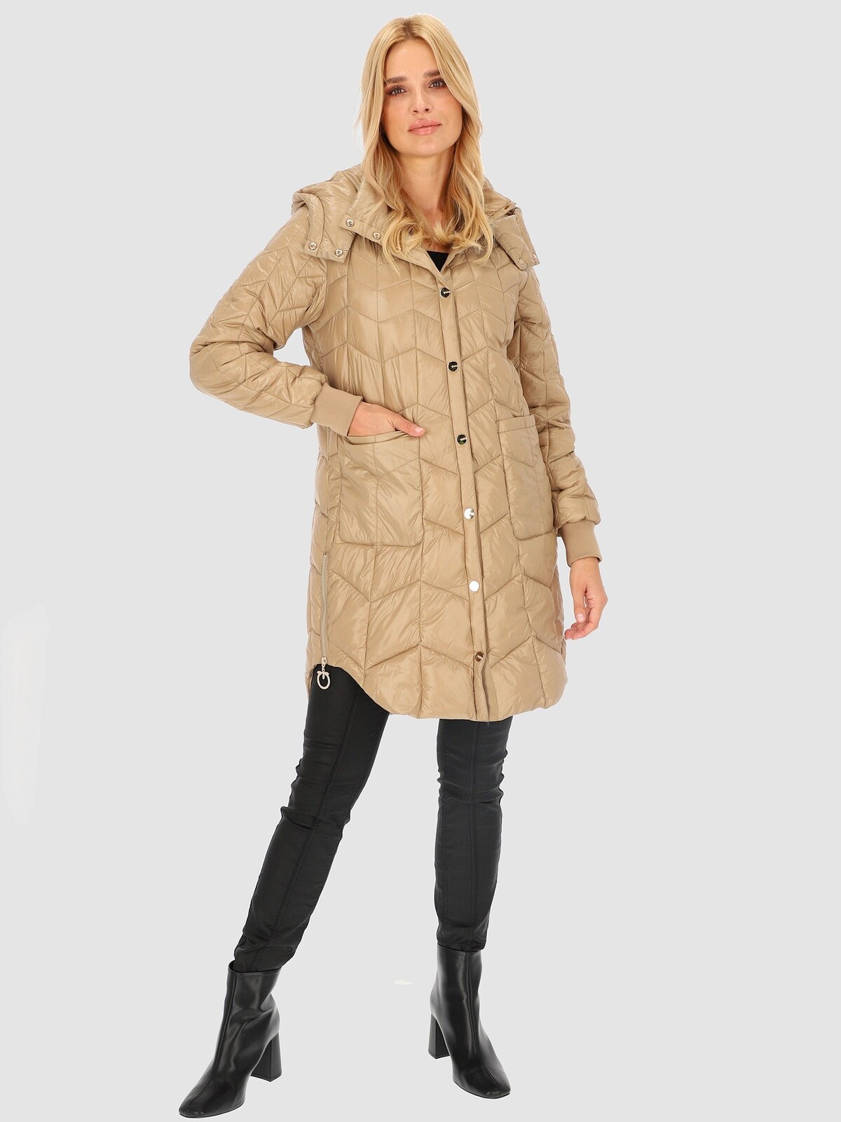PERSO Woman's Quilted women's jacket with side slits