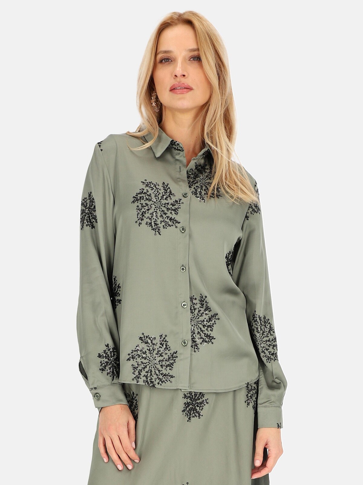 PERSO Woman's Women's shirt blouse decorated with embroidery