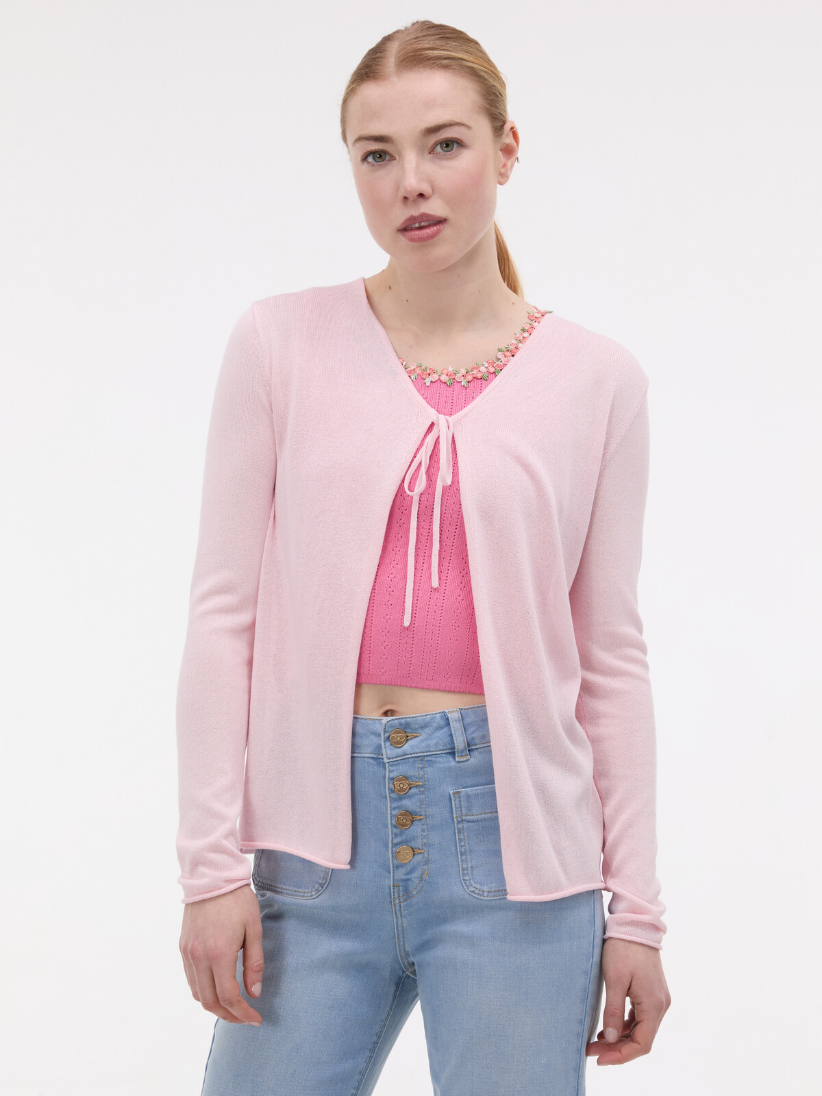 Světle růžový dámský cardigan ORSAY