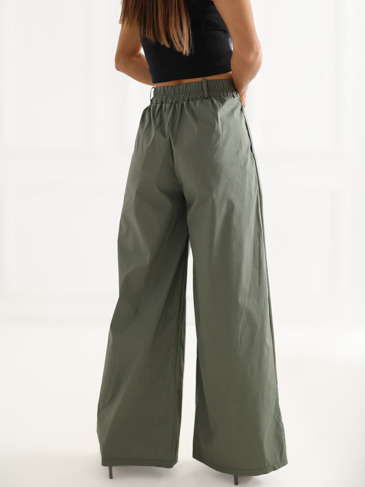 Khaki dámské kalhoty Palazzo