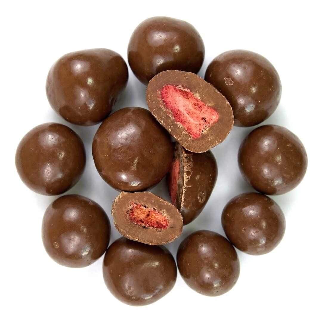 NUTSMAN Lyofilizované jahody v mléčné čokoládě Množství: 125 g