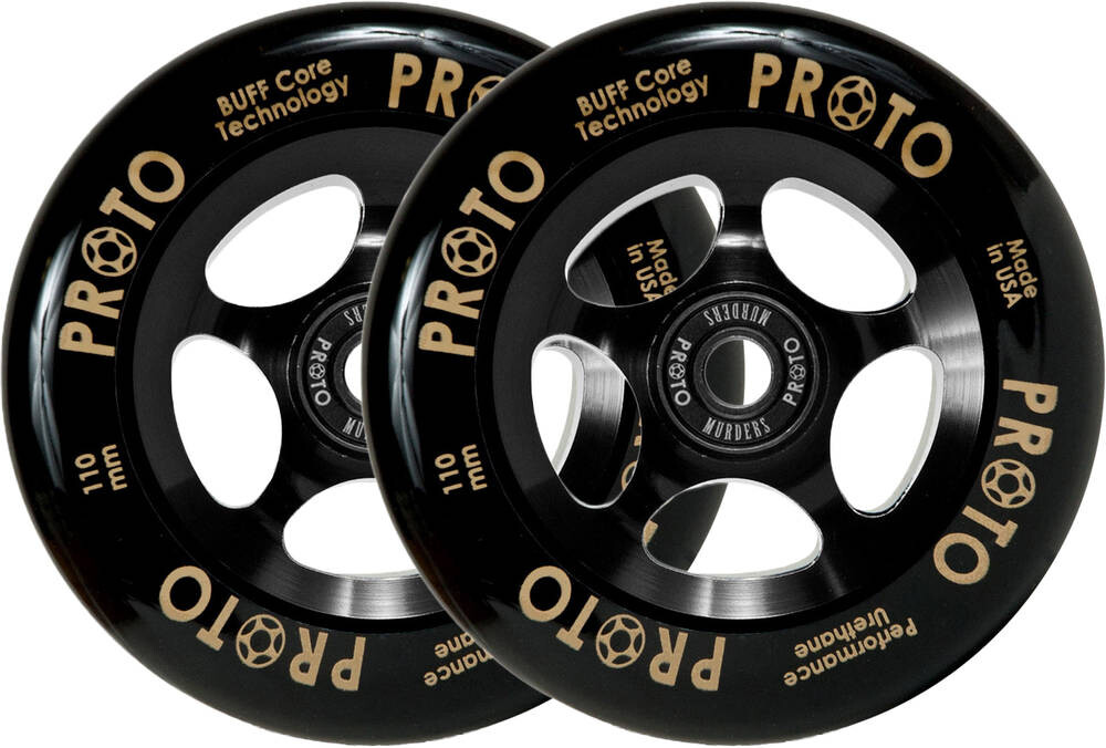 Proto - Spoked Grippers 110mm - Black On Black - (2ks) - kolečka na freestyle koloběžku