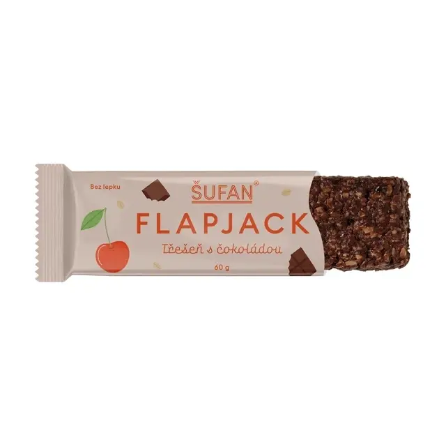 Šufan Bezlepkový FLAPJACK Třešeň s čokoládou 60 g