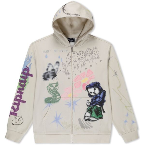 Mikina Ripndip Goosebumps Zip Hoodie - Béžová - L
