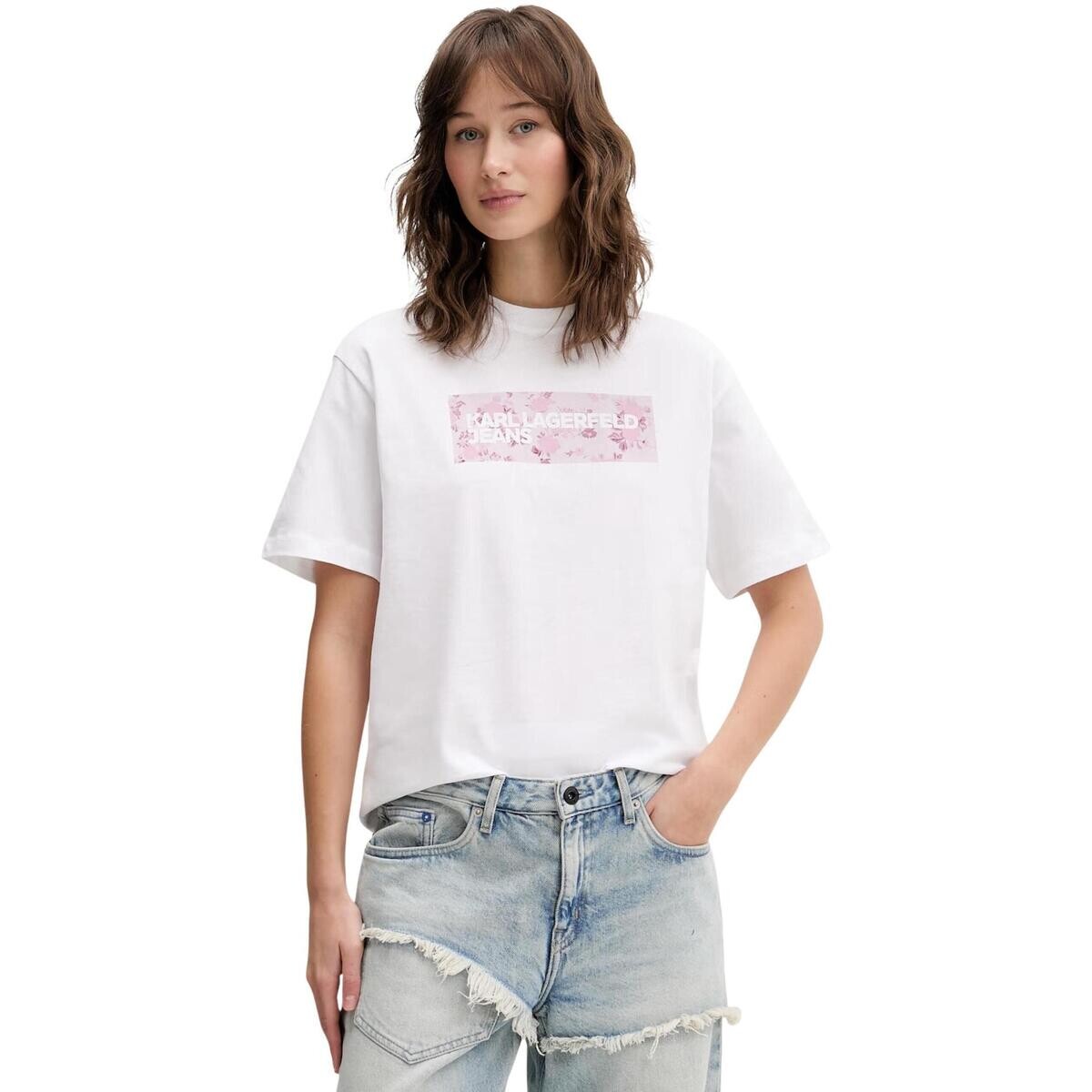 Karl Lagerfeld  KLJ Reg Floral Logo Tee B2W17071  Bílá
