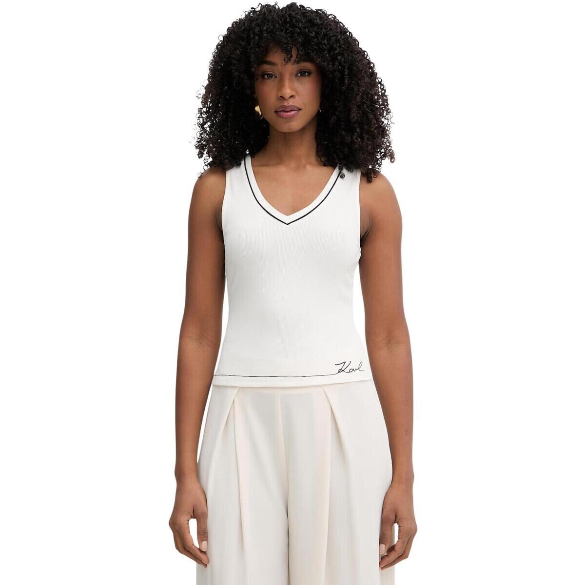 Karl Lagerfeld  SIGNATURE LOUGE TANK TOP B2W44008  Bílá