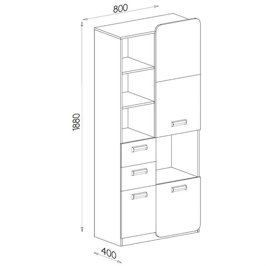 Regál Lorento 80cm Jasan/Zie