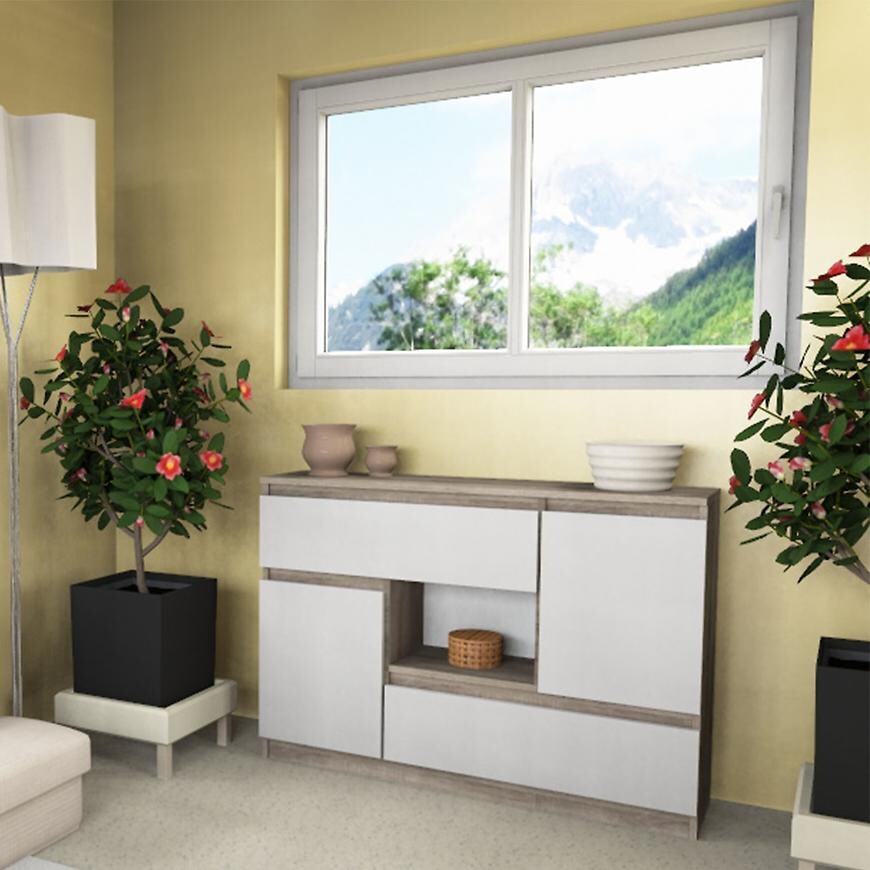 Komoda 2+2 120 cm, dub sonoma / bílá