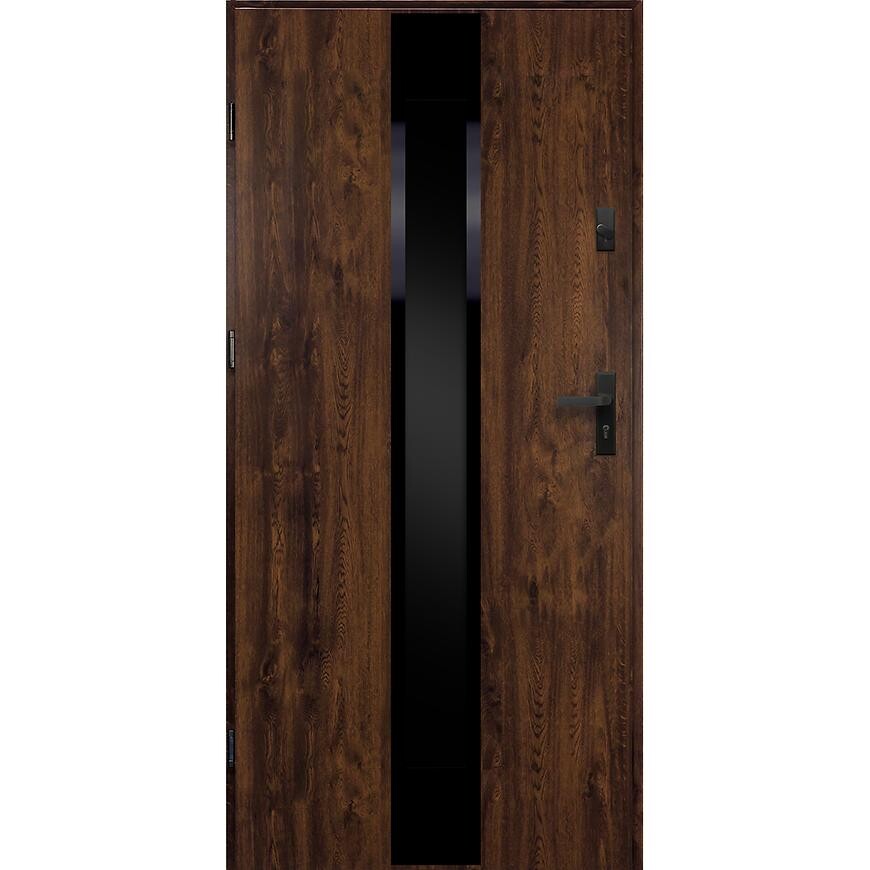 Vchodové dveře Neptun 90 L ořech černá inox/grafitová