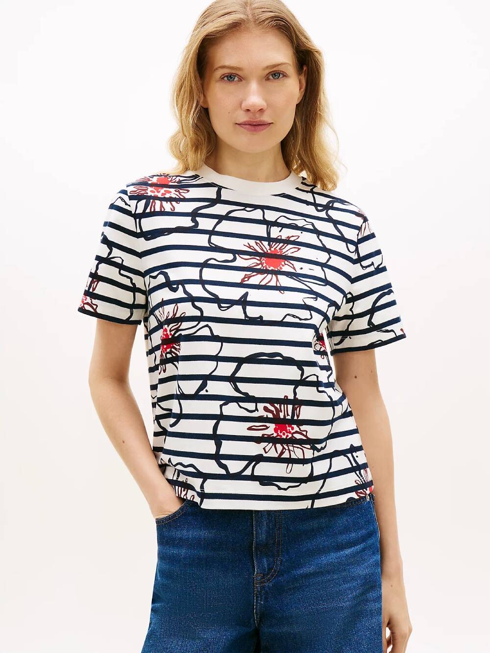 Tommy Hilfiger dámské květované  tričko WW0WW496260X6 XS