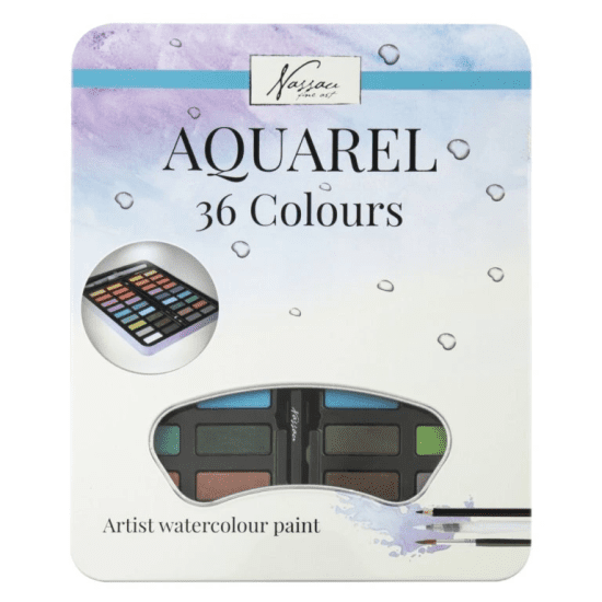 Nassau Akvarelové barvy v kovovém boxu - 36 barev - AR0510/GE