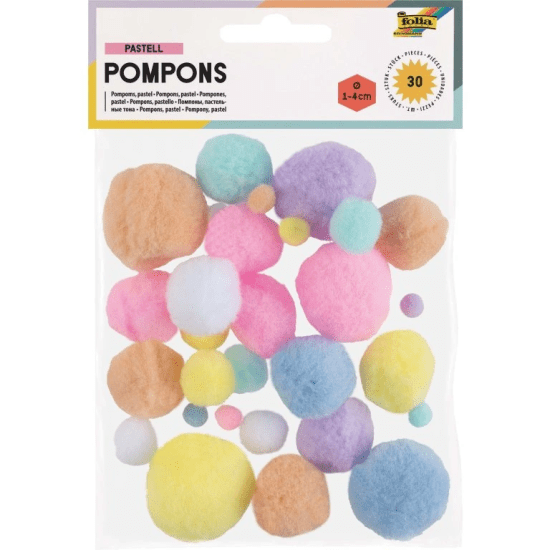 Folia Bambulky pom-pom -30 ks - pastelové - F50397