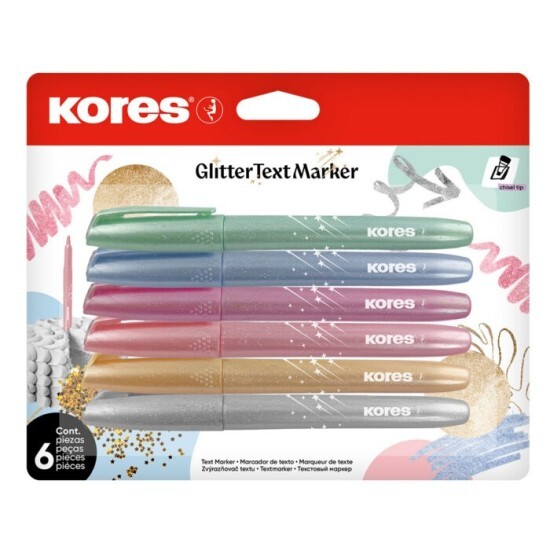 Zvýrazňovač Kores Glitter Text Marker - 6 ks - 36300.21