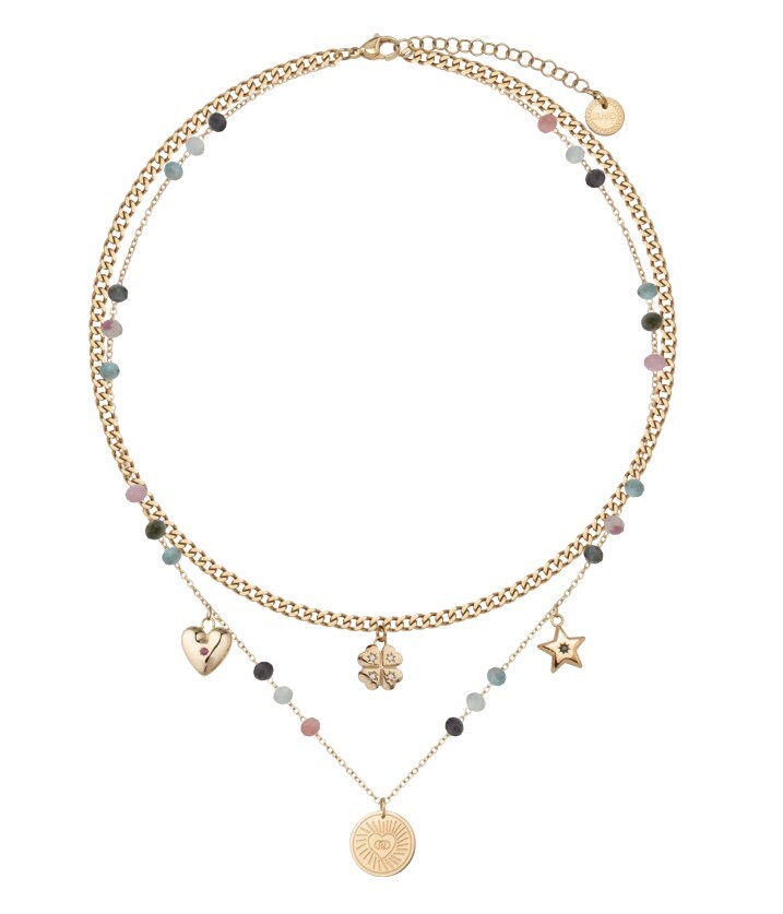 Liu Jo Pozlacený náhrdelník s přívěsky Icones LJ3181