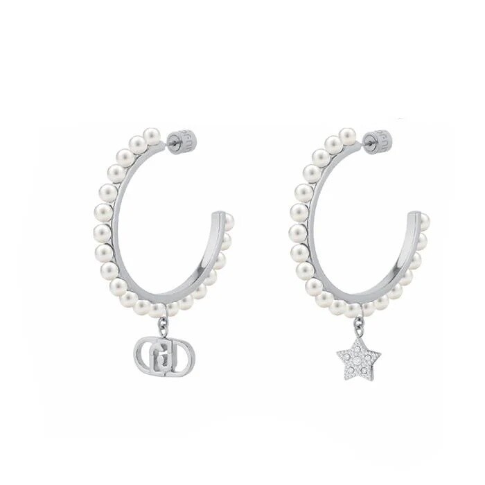 Liu Jo Perlové kruhové náušnice s přívěsky Stones LJ3167