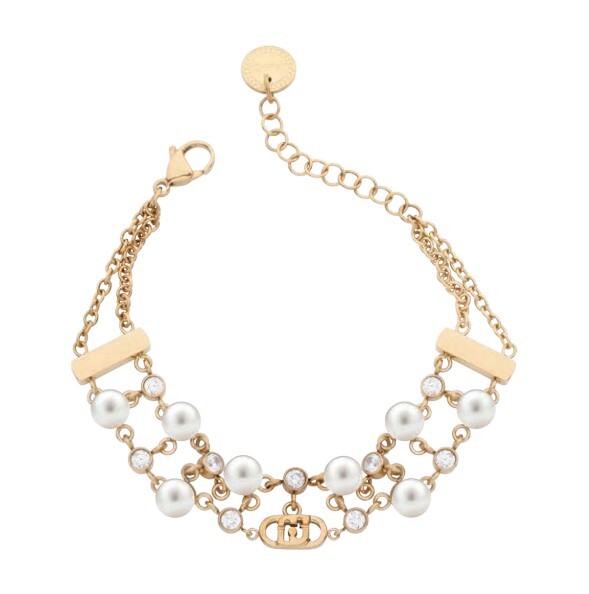 Liu Jo Pozlacený náramek s krystaly a perlami Stones LJ3171