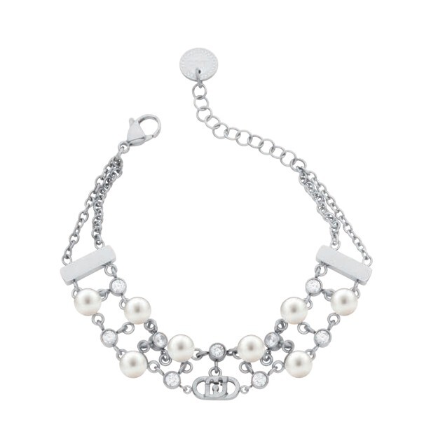Liu Jo Ocelový náramek s krystaly a perlami Stones LJ3172