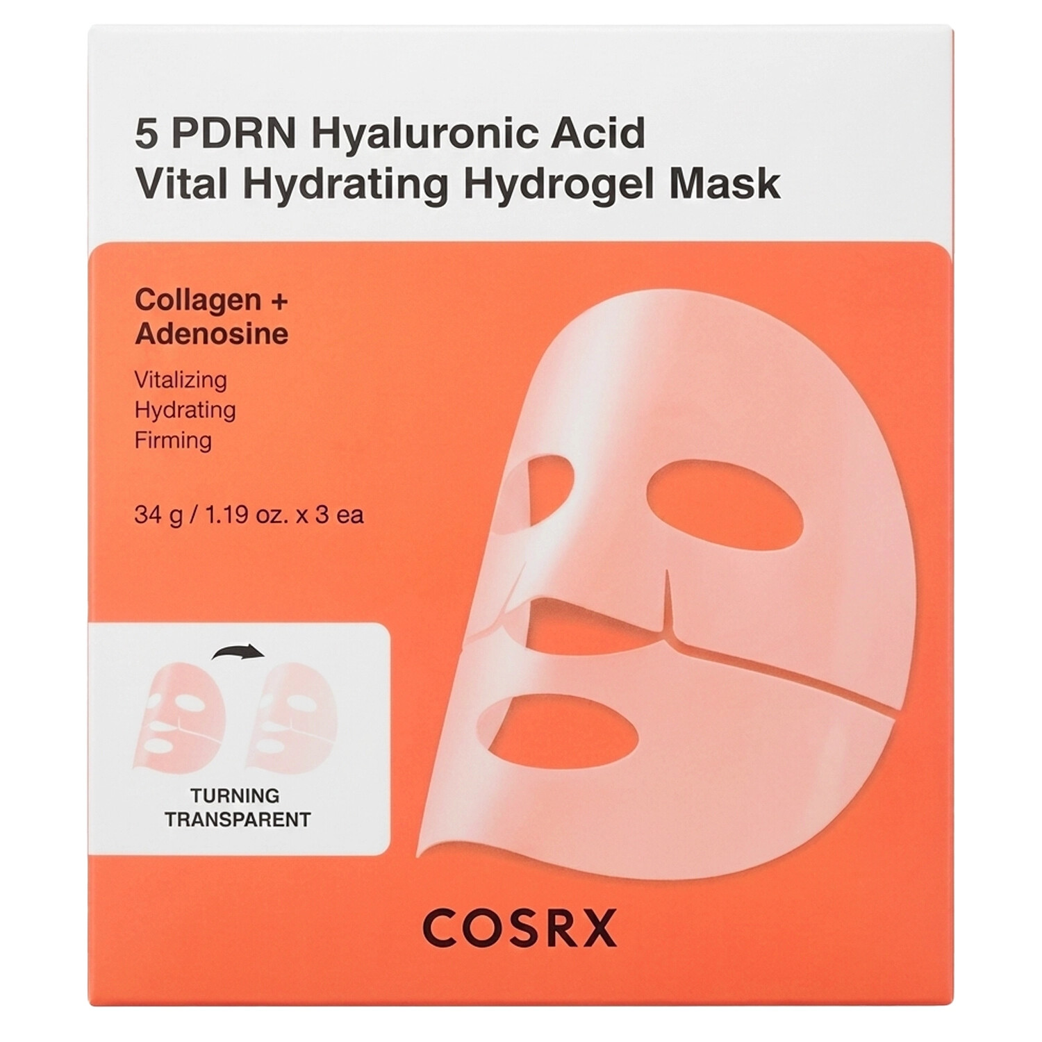 COSRX Hydratační maska 5 PDRN Hyaluronic Acid Hydrogel Mask 3 x 34 g