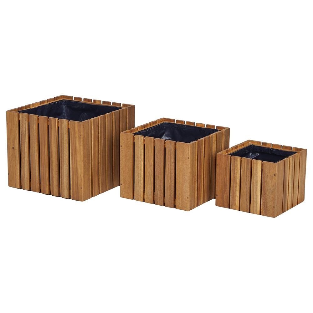 NEW GARDENING květináč z akátového dřeva 3 kusy