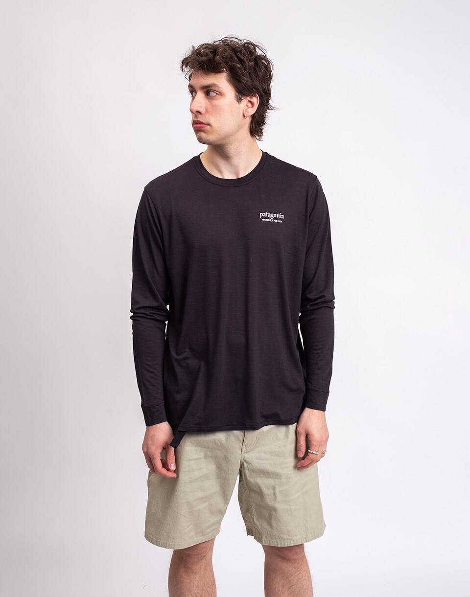 Patagonia M's L/S Capilene® Cool Merino Blend Graphic Shirt Heritage Header: Black S