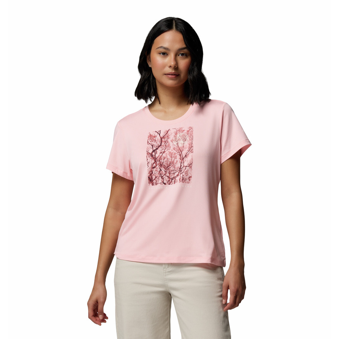Dámské triko Columbia Parsons Point™ SS Scoop Tee Velikost: S / Barva: růžová