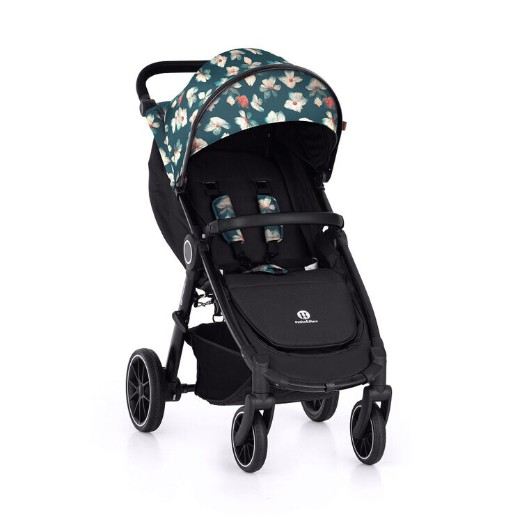 PETITE&MARS Kočárek Street+ RWS Black + Stříška Limited 100 Flowers 2023