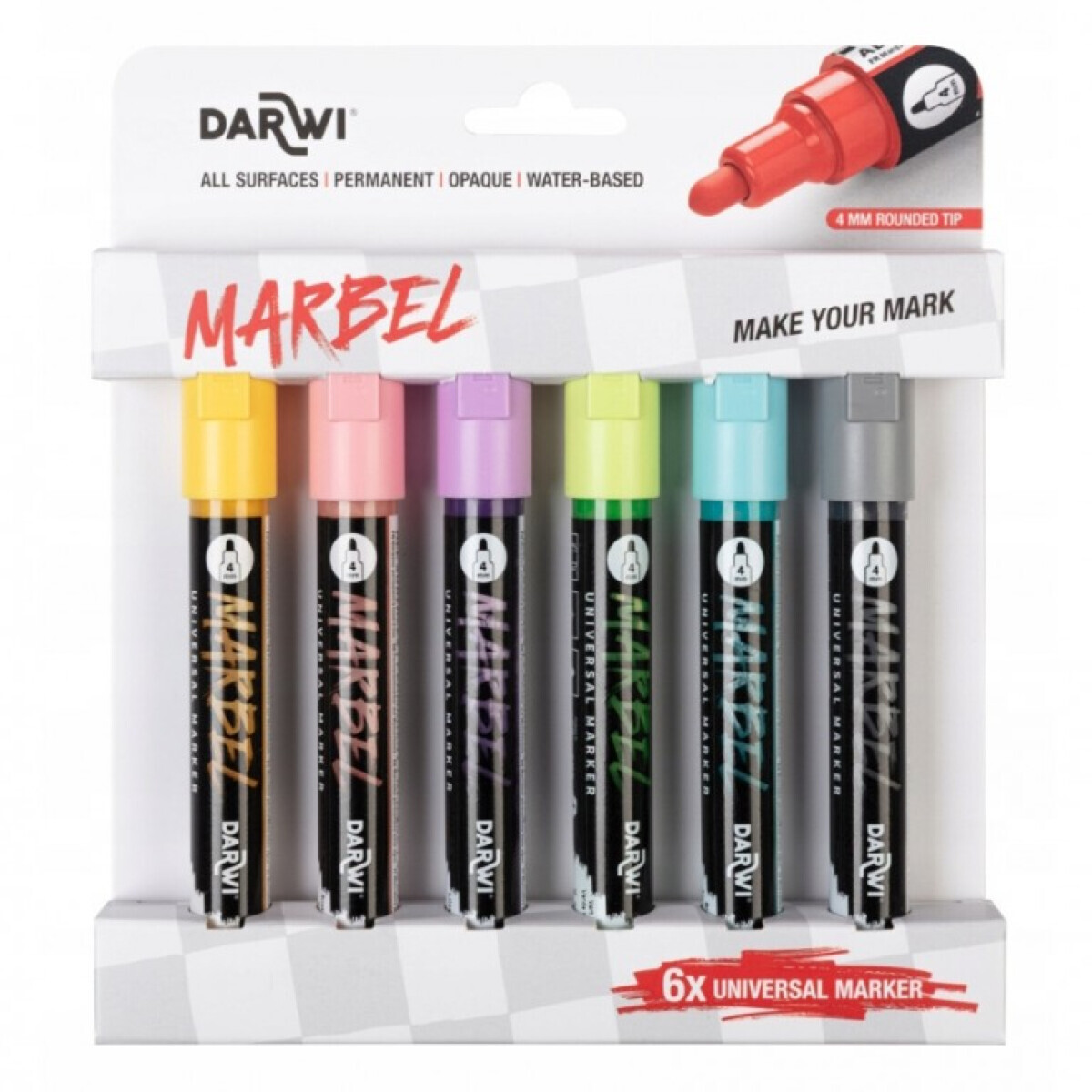 Sada akrylových markerů Marbel 6ks 4mm – Pastel