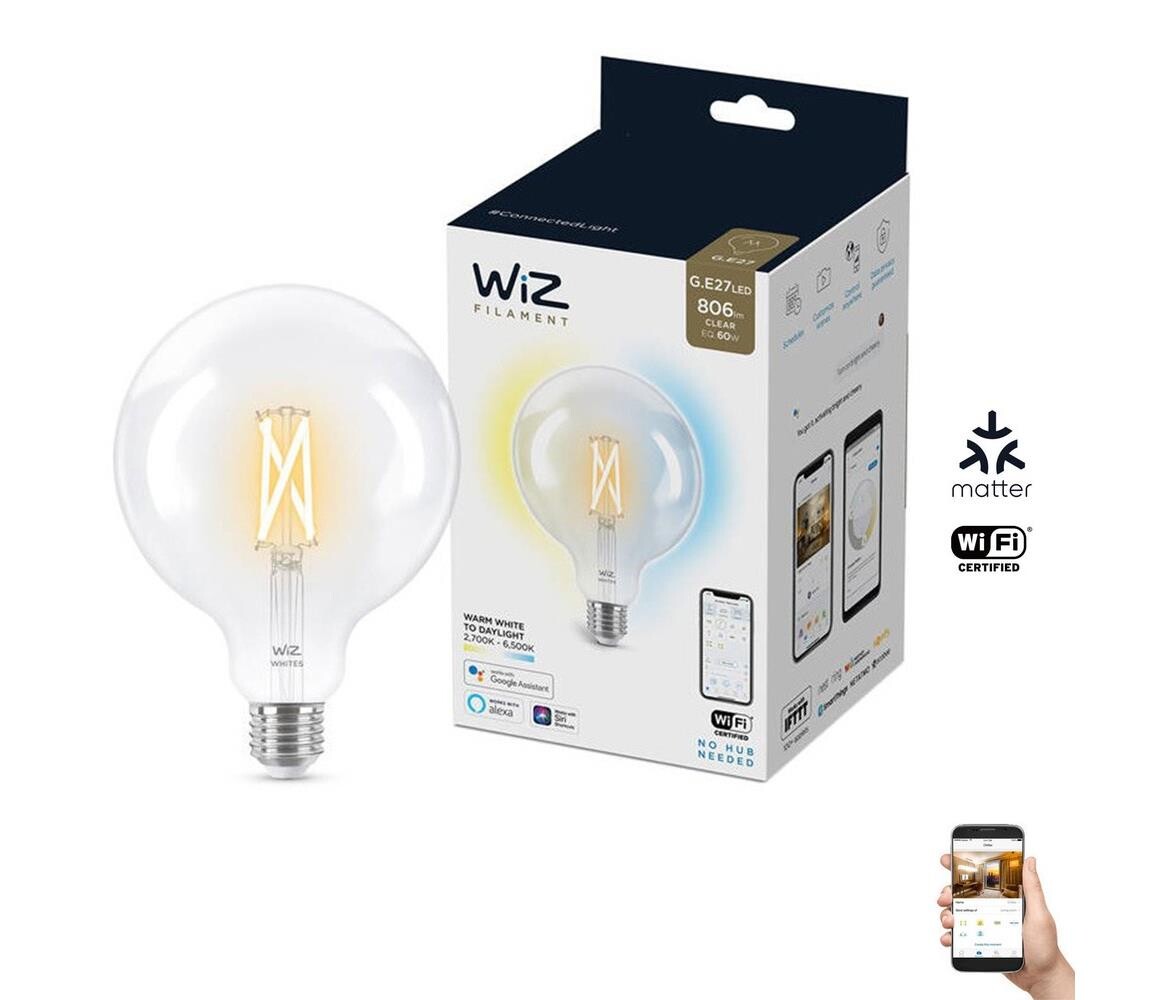 LED Stmívatelná žárovka G125 E27/7W/230V 2700-6500K CRI 90 Wi-Fi - WiZ 8718699786717